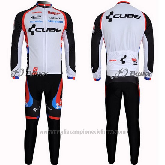 2011 Abbigliamento Ciclismo Cube Nero e Bianco Manica Lunga e Salopette